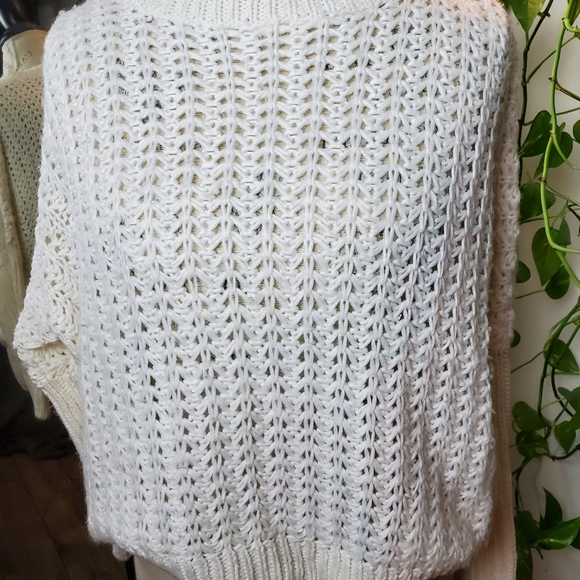 UK2LA | Cream Knit Synched Sleeves Crew Neck Drop Shoulder Sweater (Size L) - Picture 3 of 9